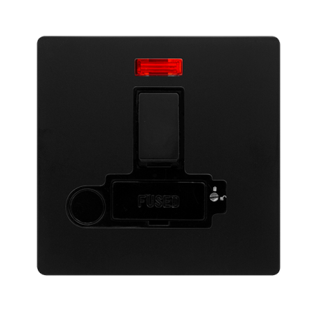 Click Definity Screwless 13A Switched Lockable Connection Unit With Neon & Optional Flex Outlet | SFBK252BK