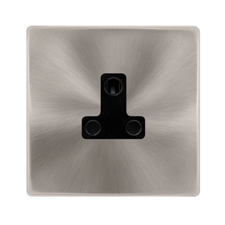 Click Definity Complete 5A Round Pin Socket Brushed Steel Black Insert | SFBS038BK