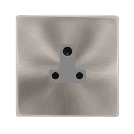 Click Definity Complete 5A Round Pin Socket Brushed Steel Grey Insert | SFBS038GY