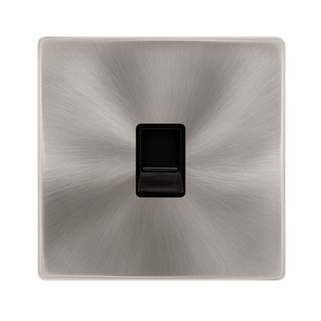 Click Definity Complete Telephone Master Outlet Brushed Steel Black Insert | SFBS120BK