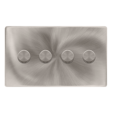Click Definity Complete Brushed Steel Screwless 4 Gang 2 Way 100W LED Dimmer Switch SFBS164