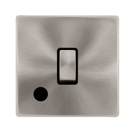 20a Ingot Double Pole Switch With Flex Outlet - Brushed Steel Cover Plate - Black Insert