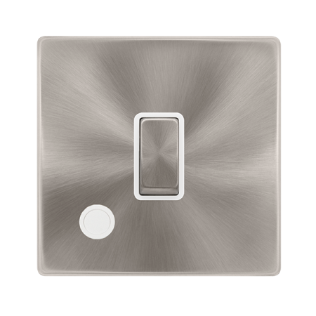 Click Definity Complete Brushed Steel with White Insert Screwless 20A Double Pole Switch with Optional Flex Outlet SFBS522PW