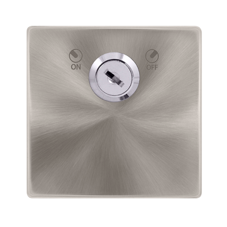 20a Double Pole Key Lockable Switch - Brushed Steel Cover Plate