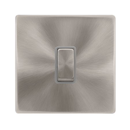 Click Definity Complete Brushed Steel with Grey Insert Screwless 20A Double Pole Switch SFBS722GY
