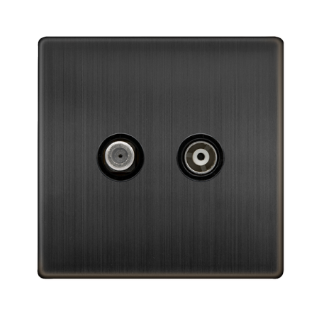 Click Definity Complete Matt Bronze Isolated Satellite & Isolated Coaxial Outlet