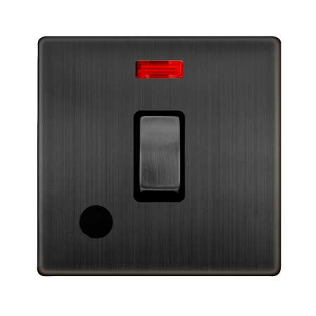 Click Definity Complete Matt Bronze 20a Ingot Double Pole Switch With Neon & Flex Outlet