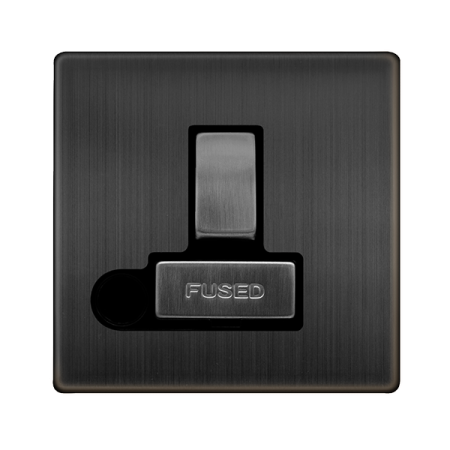 Click Definity Complete Matt Bronze with Black Insert Screwless 13A Switched Fused Connection Unit with Flex Outlet SFBZ551BK