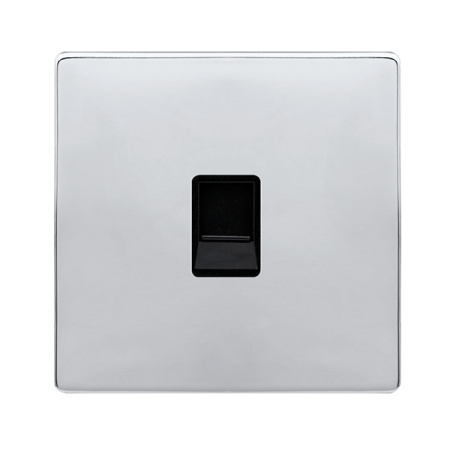 Click Definity Complete Polished Chrome with Black Insert Screwless Single RJ11 (Irish / US) Outlet SFCH115BK