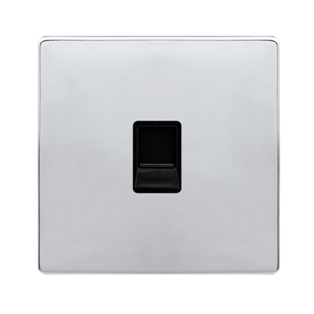 Click Definity Complete Polished Chrome with Black Insert Screwless Single Master Telephone Outlet SFCH120BK