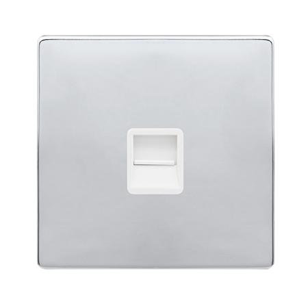 Single Telephone Master Outlet - Polished Chrome Cover Plate - Polar White Insert