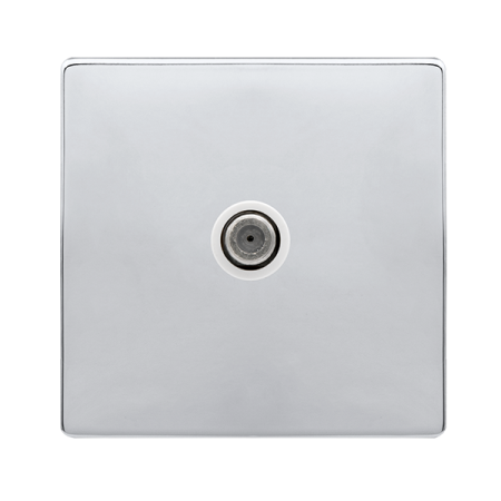 Non-isolated Single Satellite Outlet- Polished Chrome Cover Plate - Polar White Insert
