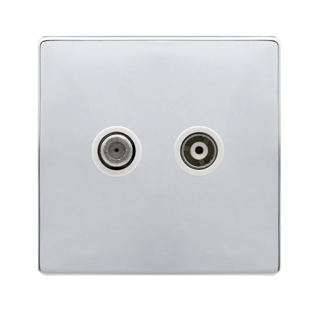 Click Definity Complete Polished Chrome Screwless Non-isolated Satellite & Non-isolated Coaxial Outlet SFCH170PW