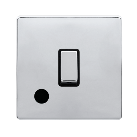 20a Ingot Double Pole Switch With Flex Outlet - Polished Chrome Cover Plate - Black Insert