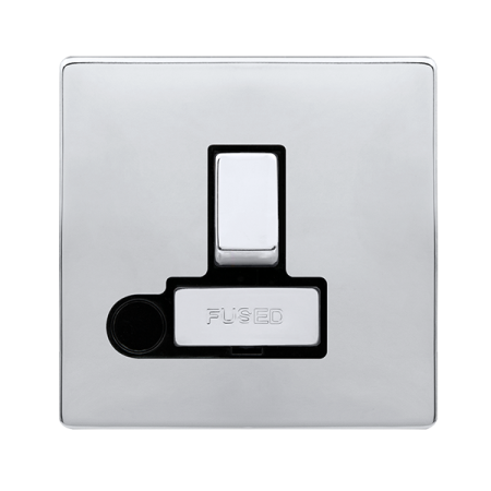Click Definity Complete Polished Chrome with Black Insert Screwless 13A Switched Fused Connection unit with Optional Flex Outlet SFCH551BK