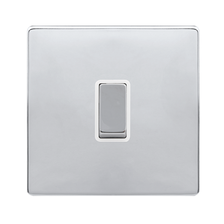 20a Ingot Double Pole Switch - Polished Chrome Cover Plate - Polar White Insert