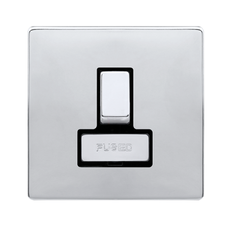 13a Ingot Switched Fused Connection Unit - Polished Chrome Cover Plate - Black Insert