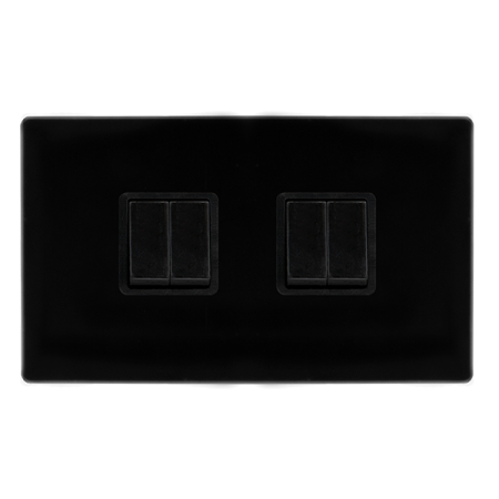 Click Definity Screwless Metal Black 4 Gang 2 Way Switch | SFMB019BK