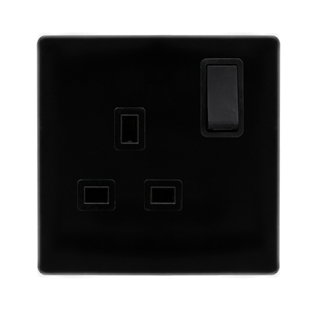 Click Definity Screwless Metal Black 13A 1 Gang DP Switched Socket | SFMB035BK