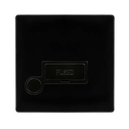 Click Definity Screwless Metal Black 13A Fused Spurt & Optional Flex Outlet | SFMB050BK