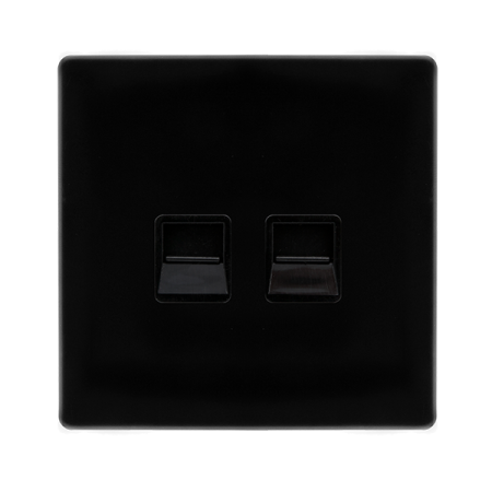 Click Definity Screwless Metal Black Twin Telephone Master Outlet | SFMB121BK