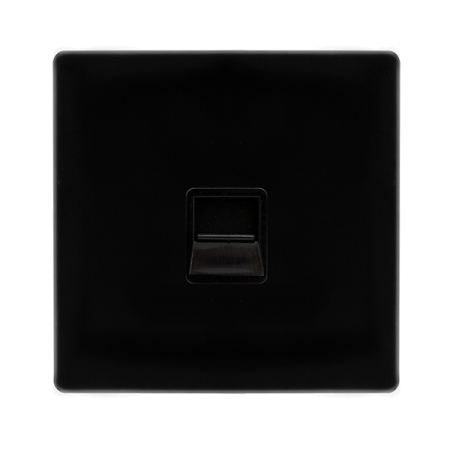 Click Definity Screwless Metal Black Single Telephone Secondary Outlet | SFMB125BK