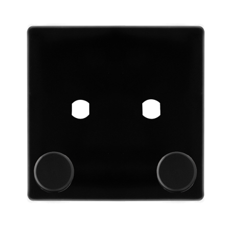 Click Definity Screwless Metal Black 2 Gang Unfurnished Dimmer Plate & Knobs | SFMB142PL