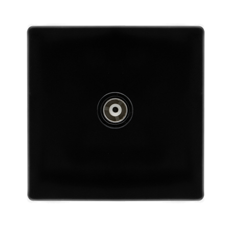 Click Definity Screwless Metal Black Single Isolated Coaxial Outlet | SFMB158BK