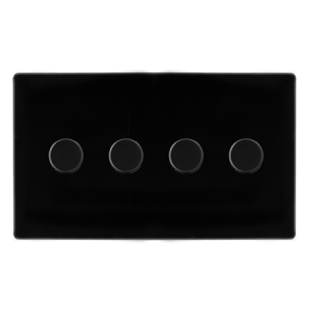 Click Definity Screwless Metal Black 4 Gang 2 Way 100w LED Dimmer Switch | SFMB164
