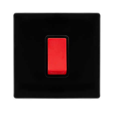 Click Definity Screwless Metal Black 50A 1 Gang DP Cooker Switch | SFMB200BK