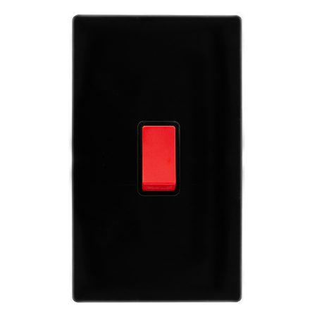 Click Definity Screwless Metal Black 50A 2 Gang DP Cooker Switch | SFMB202BK