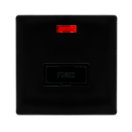 Click Definity Screwless Metal Black 13A Fused Spur With Neon | SFMB653BK