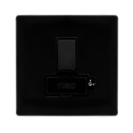 Click Definity Screwless Metal Black 13A Lockable Switched Fused Spur | SFMB851BK
