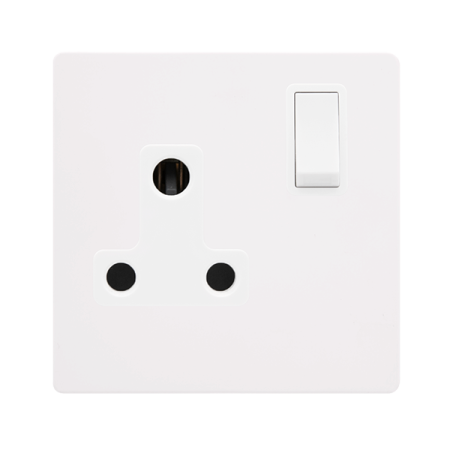 Click Definity SFMW034PW Metal White Screwless 1 Gang 15A Single Switched Socket