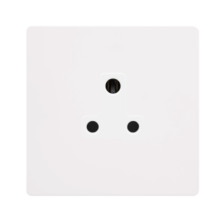 5a Round Pin Socket - Metal White Cover Plate - Polar White Insert