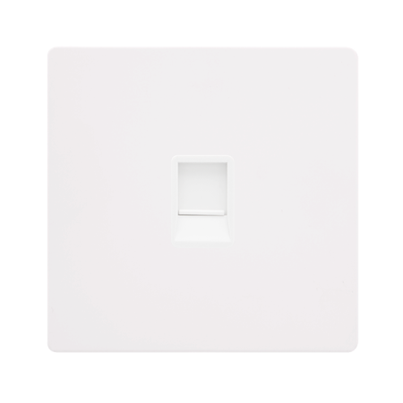 Single Rj11 (irish/us) Outlet - Metal White Cover Plate - Polar White Insert