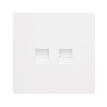 Click Definity SFMW125PW Metal White Screwless Single Secondary Telephone Outlet