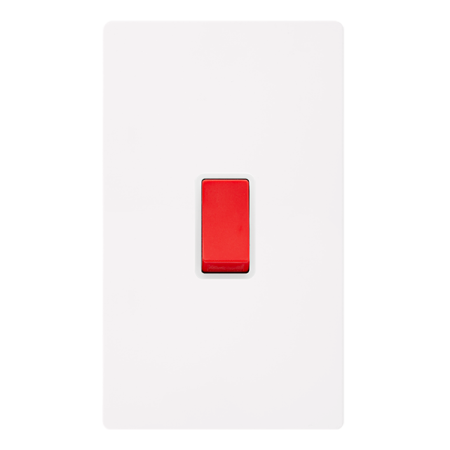 50a 2 Gang Double Pole Switch - Metal White Cover Plate - Polar White Insert