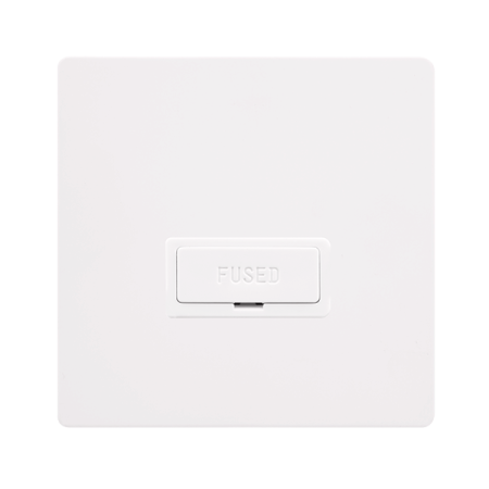 13a Fused Connection Unit - Metal White Cover Plate - Polar White Insert