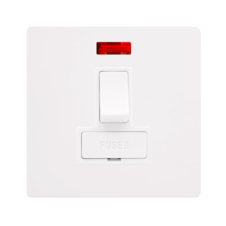 Click Definity SFMW652PW Metal White Screwless 13A Switched Fused Connection Unit & Neon