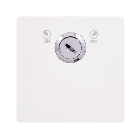 Click Definity SFMW660 Metal White Screwless 20A Double Pole 1 Gang Plate Key Lockable Switch