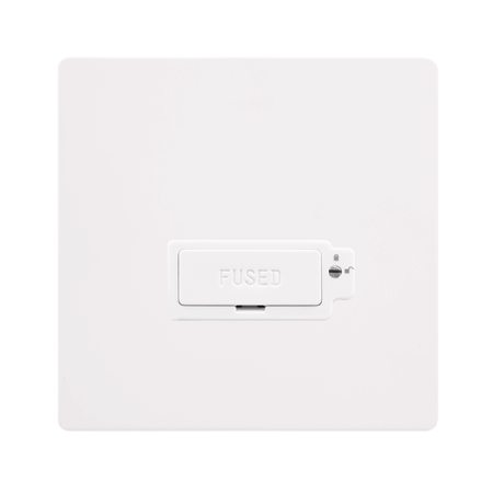 13a Lockable Fused Connection Unit - Metal White Cover Plate - Polar White Insert