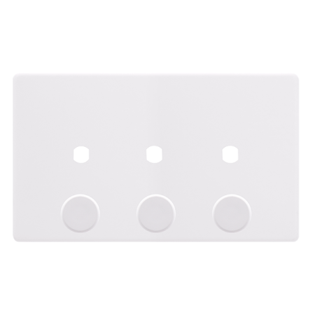 Click Definity Screwless 3 Gang Unfurnished Dimmer Plate & Knobs - Polar White | SFPW143PL