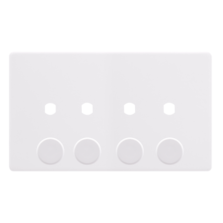 Click Definity Screwless 4 Gang Unfurnished Dimmer Plate & Knobs - Polar White | SFPW144PL