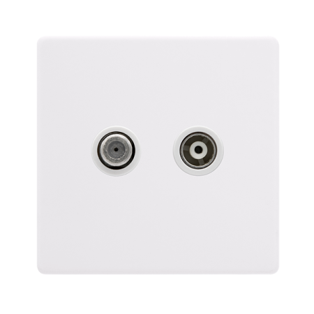 Click Definity Screwless Isolated Satellite & Isolated Coaxial Outlet- Polar White | SFPW157PW