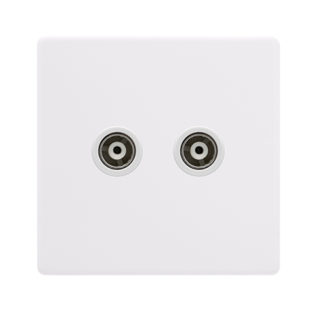 Click Definity Screwless Twin Isolated Coaxial Outlet - Polar White | SFPW159PW