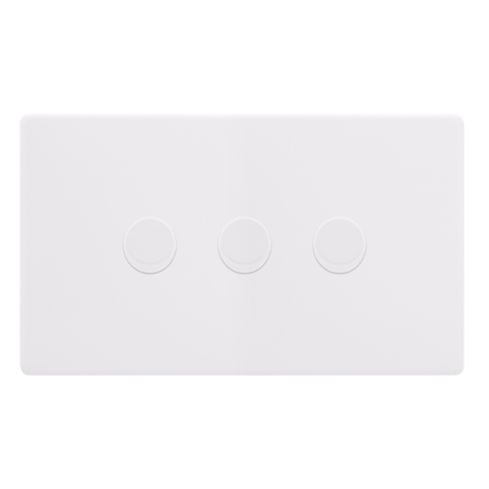 Click Definity Screwless 3 Gang 2 Way 100w Dimmer Switch - Polar White | SFPW163