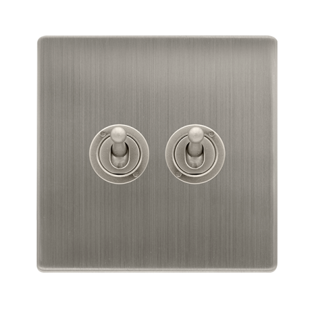 Click Definity Screwless 10ax 2 Gang 2 Way Toggle Switch - Stainless Steel | SFSS422