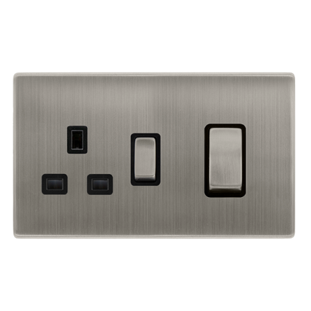 Click Definity Screwless 50A Ingot Double Pole Switch With 13a Double Pole Switched Socket | SFSS504BK
