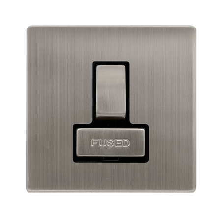 Click Definity Screwless Stainless Steel 13A Switched Spur Black Insert | SFSS751BK